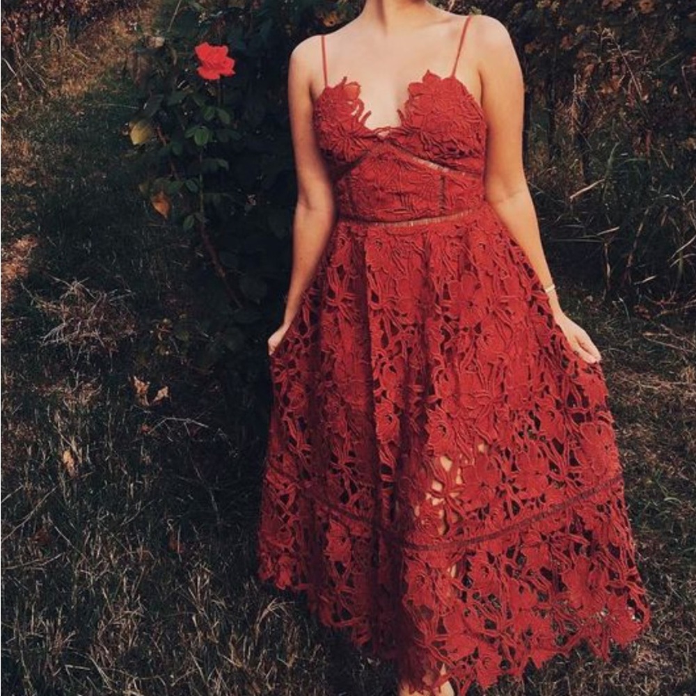 Free People burgundy lace maxi dress